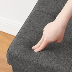 Poef - opvouwbaar - zonder poten - stof - 38 cm - donkergrijs