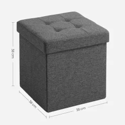 Poef - opvouwbaar - zonder poten - stof - 38 cm - donkergrijs