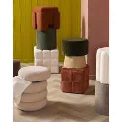 Poef Bilbao - wit - 40xØ38 cm