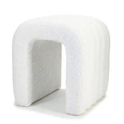 Poef Bouclé Beige - Zithoogte 45 cm - Japandi Stijl