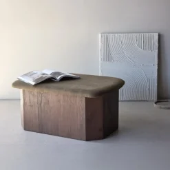 Poef Bruin Stof - 59x88x42cm - Todd