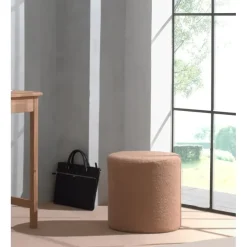 Poef Forrest - Ø41x41cm - bruine boucléstof