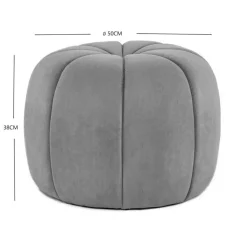 Poef met terracotta krullen en houten basis