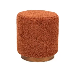 Poef met terracotta krullen en houten basis