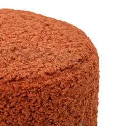 Poef met terracotta krullen en houten basis