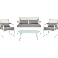 POMONTE - Tuinset 4-zits - Wit - Staal