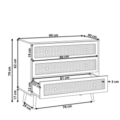 PONCA - Commode - Lichte houtkleur - Vezelplaat