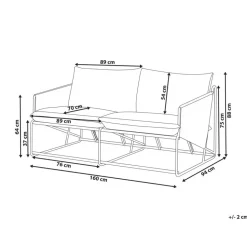 PONTE - Tweezitsbank - Grijs - Staal