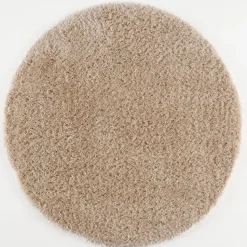 Porto Rond Soft Fluffy Vloerkleed Hoogpolig Effen Beige - 120 CM ROND