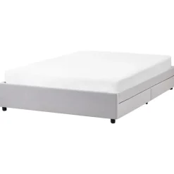 PRADES - Bed met opbergruimte - Lichtgrijs - 140 x 200 cm - Polyester