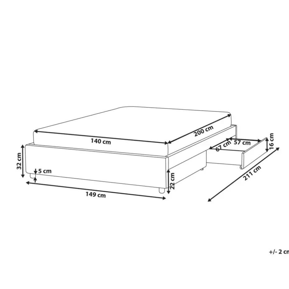 PRADES - Bed met opbergruimte - Lichtbeige - 140 x 200 cm - Polyester