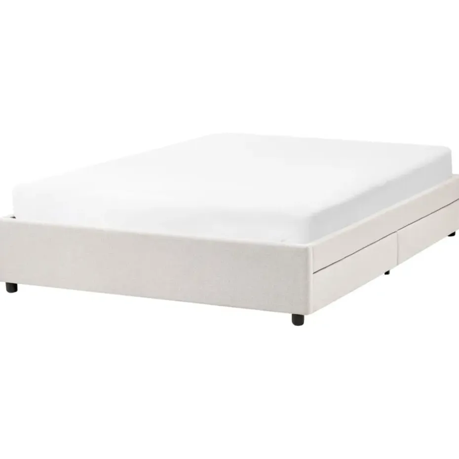 PRADES - Bed met opbergruimte - Lichtbeige - 140 x 200 cm - Polyester