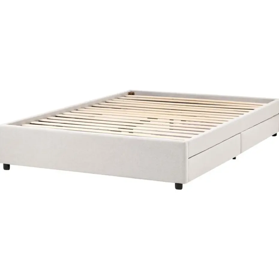 PRADES - Bed met opbergruimte - Lichtbeige - 140 x 200 cm - Polyester