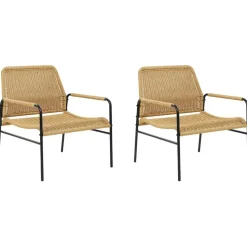 PRASIMO - Tuinstoel set van 2 - Naturel - PE Rotan