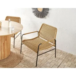 PRASIMO - Tuinstoel set van 2 - Naturel - PE Rotan