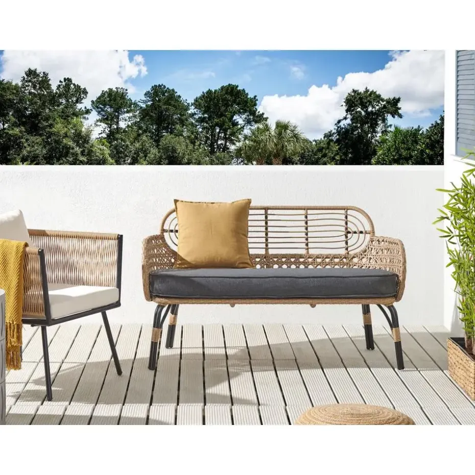 PRATELLO - Tweezitsbank - Natuurlijk - PE rotan