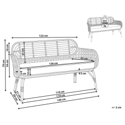 PRATELLO - Tweezitsbank - Natuurlijk - PE rotan