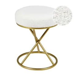 PRESHO - Hocker - Gebroken wit - Bouclé