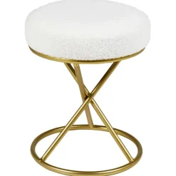 PRESHO - Hocker - Gebroken wit - Bouclé