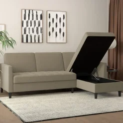 Presley - 3-zits hoekslaapbank in cappuccino stof