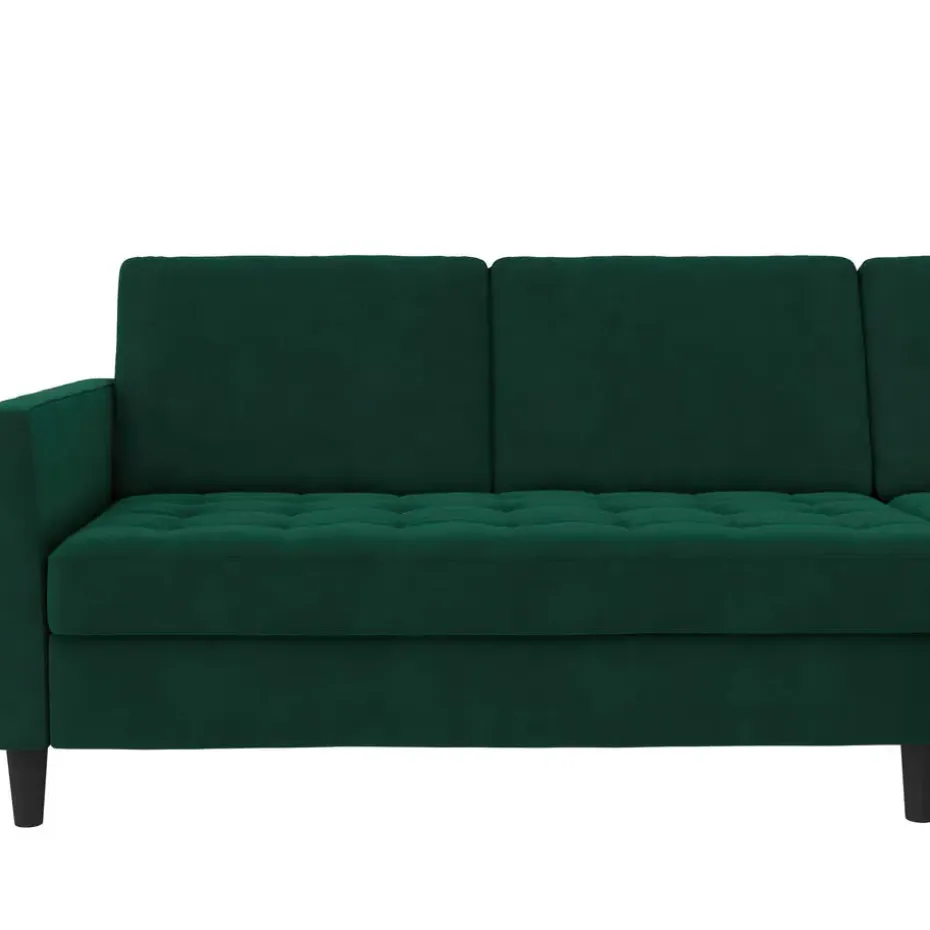 Presley - 3-zits hoekslaapbank met opbergruimte in donkergroen fluweel