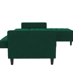 Presley - 3-zits hoekslaapbank met opbergruimte in donkergroen fluweel