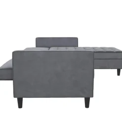 Presley - 3-zits hoekslaapbank met opbergruimte in antraciet fluweel