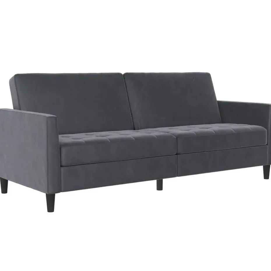 Presley - 3-zits slaapbank in antraciet fluweel