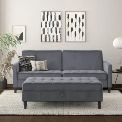 Presley - 3-zits slaapbank in antraciet fluweel