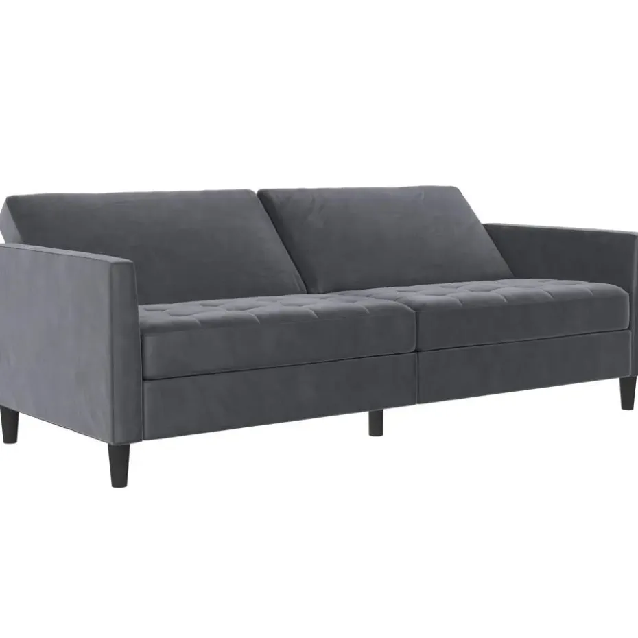 Presley - 3-zits slaapbank in antraciet fluweel