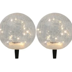 Prikspot - solar tuinverlichting - glazen crawuele bol - 20 cm