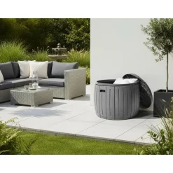 PRINOS - Kussenbox - Grijs - ⌀ 56 cm - Synthetisch materiaal