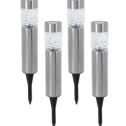 Pro Garden Prikspotje - 4 stuks - solar tuinverlichting - RVS - 39 cm