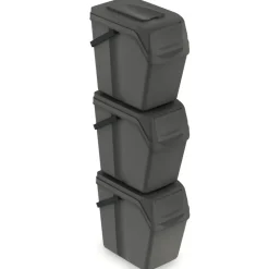 Prosperplast Afvalscheidingprullenbakken - 3x 25L - grijs