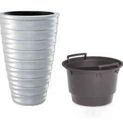 Prosperplast Plantenpot Design Waves - kunststof - wit - D38 cm