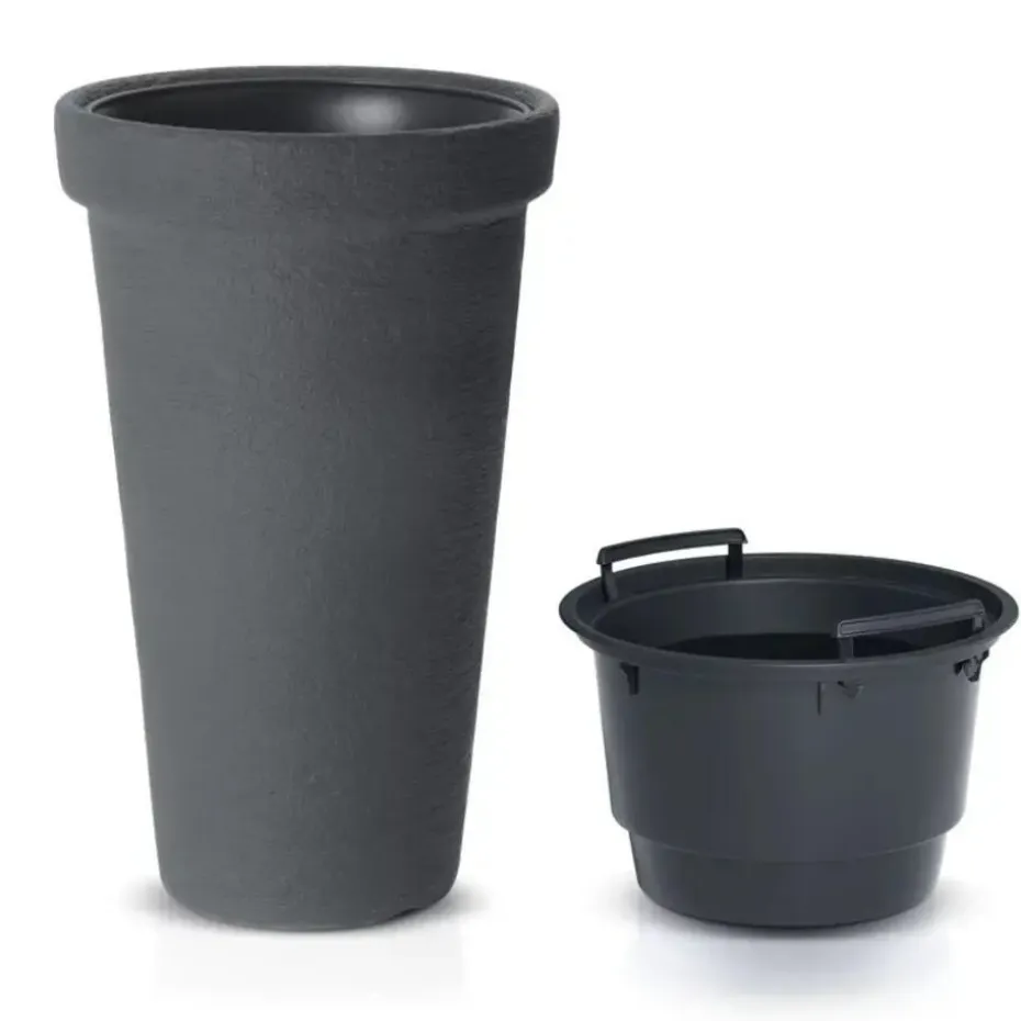 Prosperplast Plantenpot Flower Tower - antraciet - D40 x H60 cm