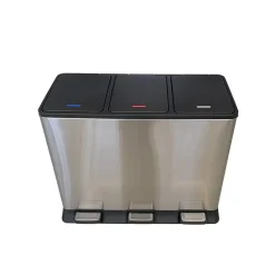 Prullenbak met 3 vakken – RVS – 45L