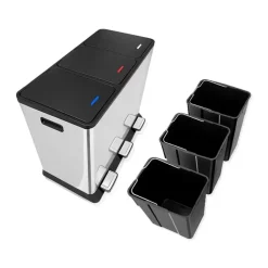 Prullenbak met 3 vakken – RVS – 45L