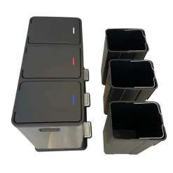 Prullenbak met 3 vakken – RVS – 45L