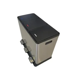 Prullenbak met 3 vakken – RVS – 45L