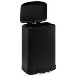 Prullenbak/pedaalemmer - zwart - metaal - 50L - 44 x 37 x 66 cm