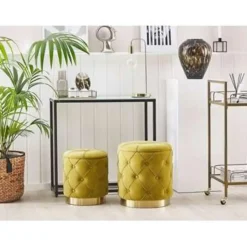 PUEBLO - Poef - Geel - 40/33 cm - Fluweel