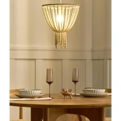 PUSWELI - Kroonluchter - Lichtbruin - Rubberhout