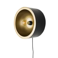 Puur - Dudley wandlamp rond L - zwart/goud