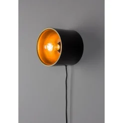 Puur - Dudley wandlamp rond S - zwart/goud
