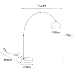 Qazqa booglampen arc zwart e27