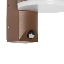 Qazqa buitenlampen met sensor esmee bronskleurig geïntegreerde led