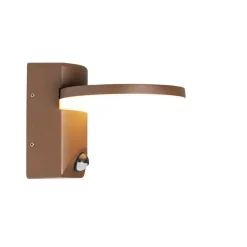 Qazqa buitenlampen met sensor esmee bronskleurig geïntegreerde led