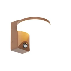 Qazqa buitenlampen met sensor esmee bronskleurig geïntegreerde led