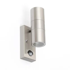 Qazqa buitenlampen met sensor duo zilverkleurig gu10